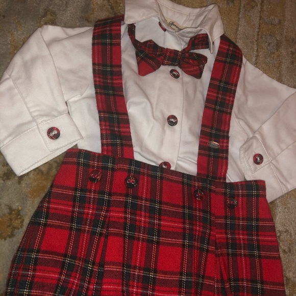 Piccola Speranza Plaid Suspender Short Set - Picture 2 of 4